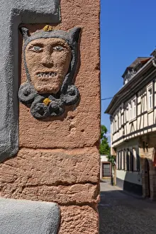 Lower Franconia Bavaria Architecture Prints: Head of a devil on a sandstone facade