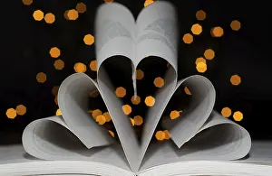 Love Concept Image Prints: Three Hearts form a Book with Light Effect