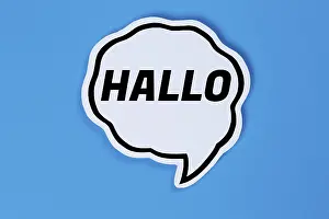 Speech Bubble Concept Prints: Hello in Speech Bubble Communication Concept Talk in Stuttgart