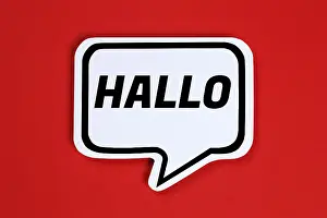 Communication Concept Prints: Hello in Speech Bubble Communication Concept Talk in Stuttgart