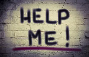 Symbolic Picture Of Depression Prints: Help Concept