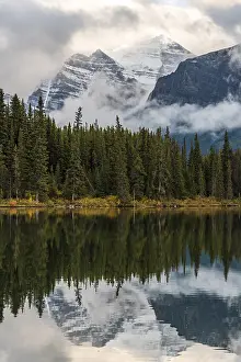 Banff National Park Landscape Prints: Herbert Lake, lake with reflection of the Bow Range