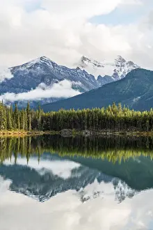Mountain Lake Reflections Prints: Herbert Lake, lake with reflection of the Bow Range
