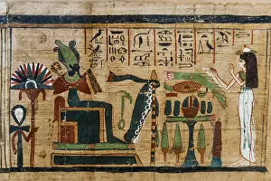 Ancient Egyptian Papyrus Prints: Hieroglyphs on papyrus, message