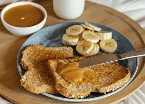 American Food Photography Style Prints: High angle peanut butter bread slice