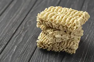 Noodle Food Photography Prints: High angle tower uncooked noodles