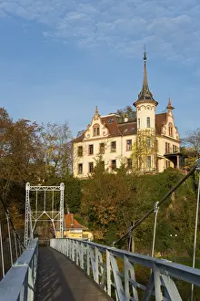 Historic Fortification Saxony Prints: High castle with steep access by bridge