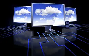 Cloud Computing Concept Prints: High resolution 3D rendering of a cloud computing concept