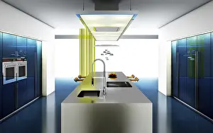 Contemporary Kitchen Architecture Prints: High resolution 3D rendering of a modern kitchen