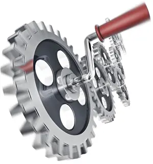 Modern Industrial Equipment Prints: high resolution 3D rendering of moving gears