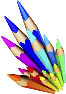 Symbolic Picture Concept Prints: high resolution rendering of colored pencils