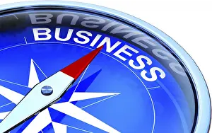 High Resolution Rendering Prints: High resolution rendering of a compass with a business icon