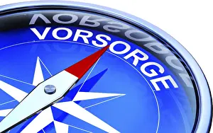 High Resolution Rendering Prints: high resolution rendering of a compass with a german icon for precaution