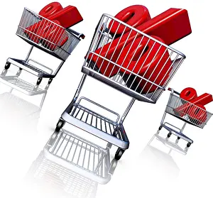 Computer Graphic Rendering Prints: High resolution rendering of a discount concept