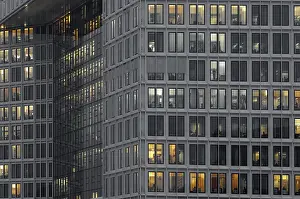 Deserted City Building Prints: High-rise facade