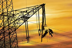 Electricity Supply Germany Prints: High-voltage engineers at work