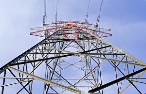 Electricity Pylon View Prints: High voltage pole from below