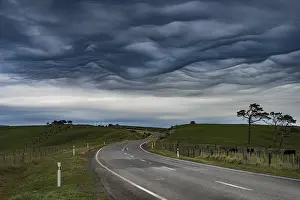 Cumulus Humilis Clouds Prints: Highway, dramatic Mammatus Clouds