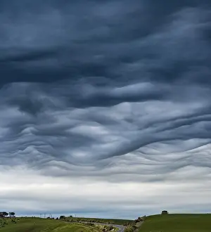 Cumulus Humilis Clouds Prints: Highway, dramatic Mammatus Clouds