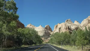 Utah Desert Landscape Prints: Highway through rock formations