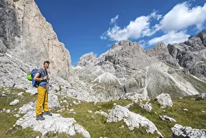 UNESCO World Heritage Alps Prints: Hiker at the Rosengarten-Group Conversion