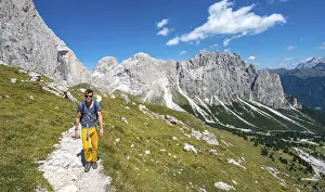 UNESCO World Heritage Alps Prints: Hiker at the Rosengarten-Group Conversion