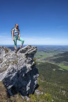 Female Hiker Bavaria Prints: Hiker on the summit of Breitenstein