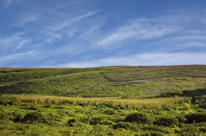 Fine Weather Photography Prints: Hill with clouds and blue sky
