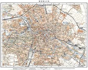 Historic City Centre Illustration Prints: Historic map of Berlin, Germany