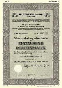 German Federal Republic Finance Prints: Historic security, partial debenture