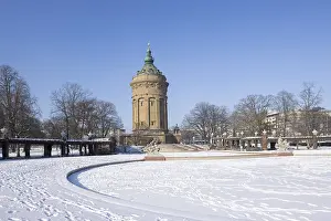 Prints of Historic water tower of Mannheim at Friedrichsplatz in winter, snow, Baden-Wurttemberg, Germany Historic water tower of Mannheim at Friedrichsplatz in winter, snow, Baden-Wrttemberg, Germany Mannheim Prints: Historic Water Tower Print, Mannheim, Germany
