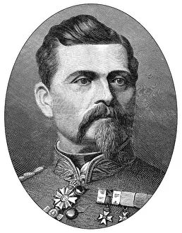 German Military Uniform Prints: Historical drawing, portrait of Ludwig Samson Heinrich Arthur Freiherr von und zu der Tann or Tann-Rathsamhausen