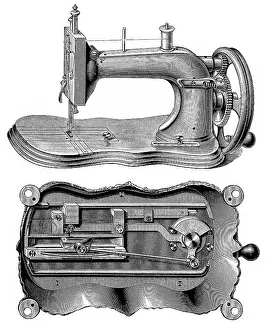 Sewing Machine History Prints: Historical graphic representation
