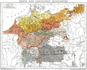 Historical Map Print of German Dialects, 1894