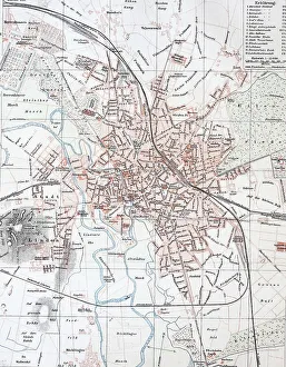 Old Europe Illustrations Prints: A Historical Map of Hanover, Germany