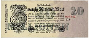 Historical Print of 20 Million Mark Reichsbanknote, 1923