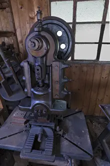 Middle Franconia Historical Image Prints: Historical punching machine, tool for metal processing