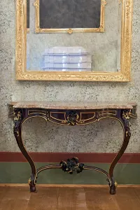 Vintage Picture Frame Prints: Historical table under the mirror in a gilded frame