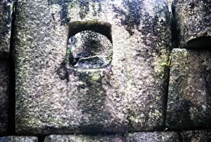 Historic Peruvian Architecture Prints: Hole in the stone masonry of an inca building