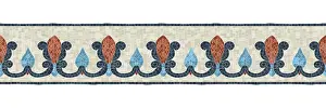 Ceramic Floor Design Prints: Horizontal border mosaic tiles, vector pattern