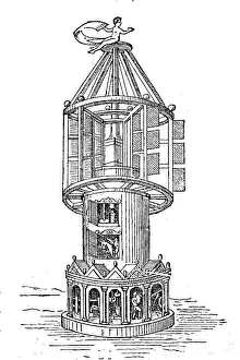 Wind Energy Plant Prints: Mill with horizontal windmill from 1880
