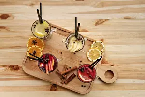 Fresh Fruit Juices Prints: Hot fruit drinks, raspberry with orange