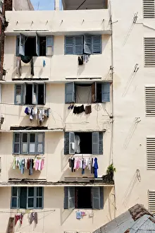 Urban Environment In Vietnam Prints: Back house in Saigon, laundry at the window