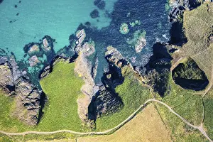 Drone Photography Cornwall Prints: Top Down over Housel Bay Cliffs from a drone