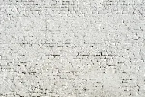 Uninhabited Building Structure Prints: Huge brick wall pattern painted by white