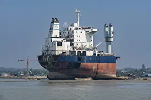 Prints of Huge container ship ready to getting break up, Chittagong Ship Breaking Yard, Chittagong, Bangladesh Chittagong Prints: Huge Container Ship Breakup Print, Chittagong