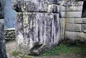 South American Ruins Prints: Huge stone blocks used in Inca masonry