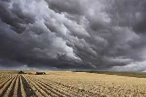 Montana Thunderstorm Prints: Huge thundercloud on fields of Montana