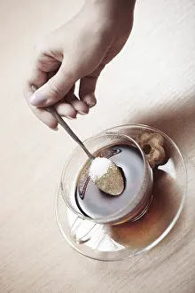 Deserted Breakfast Scene Prints: Human hands making tea