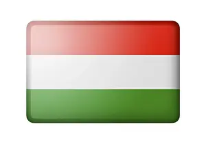 White Background Flag Prints: The Hungarian flag. Rectangular matte icon